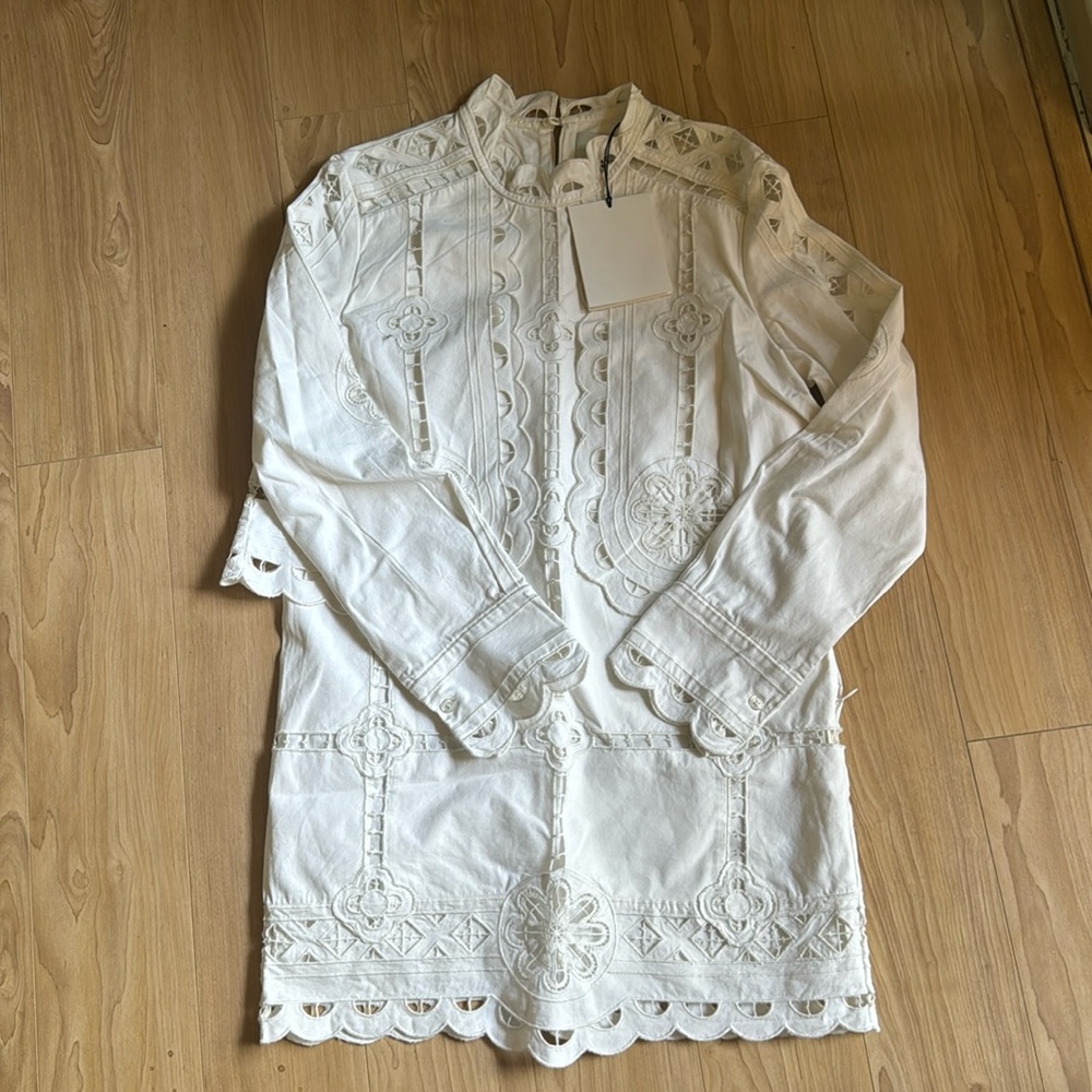 NWT Praline Eyelet Embroidered Long Sleeve Cotton Dress - Picture 2 of 13